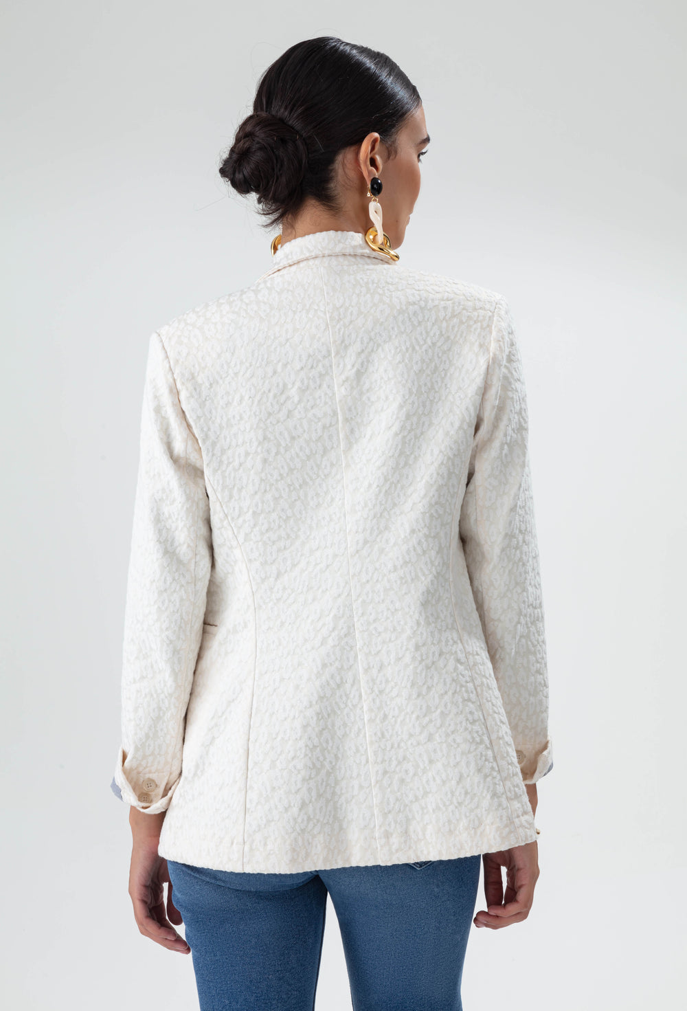 Veste Eiffel en jacquard léopard écru 2