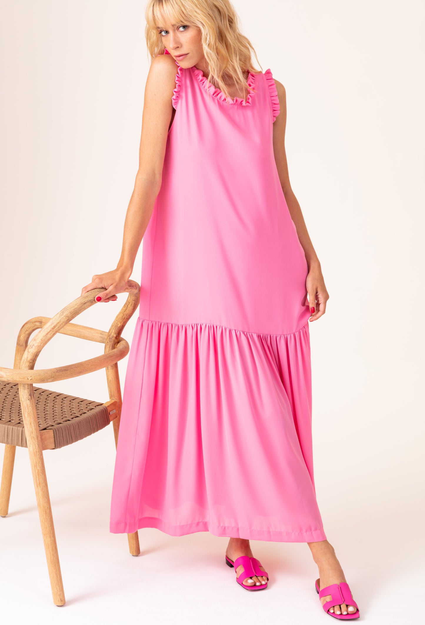 Robe longue Aneta rose 1