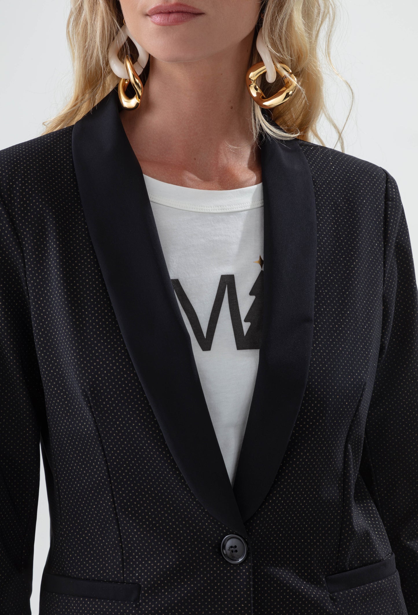 Veste Santa en jersey technique noir et pois doré 4