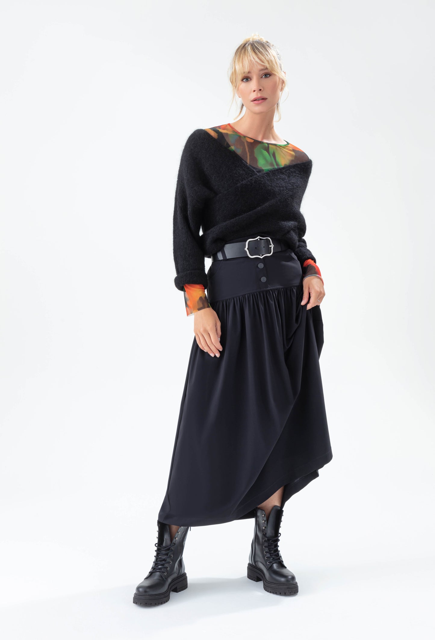 Jupe longue Ange noire en jersey technique 1