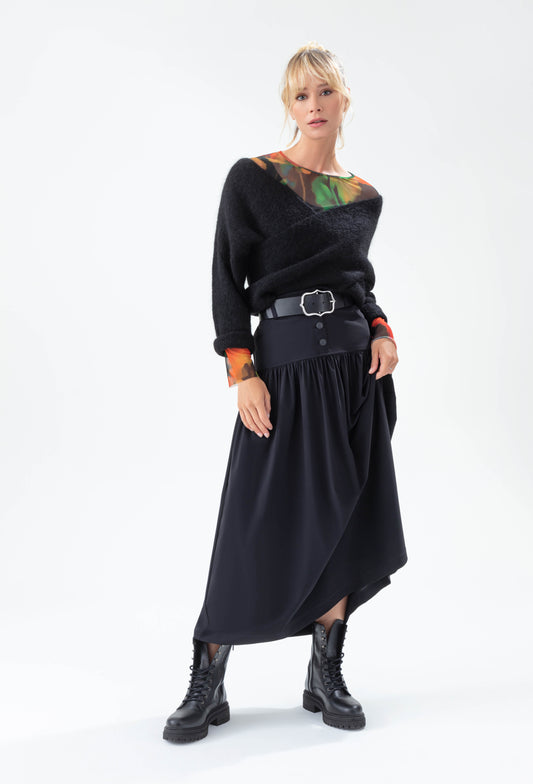 Jupe longue Ange noire en jersey technique 1