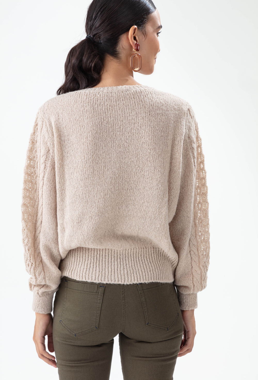 Pull col V Grace beige 20% laine 2