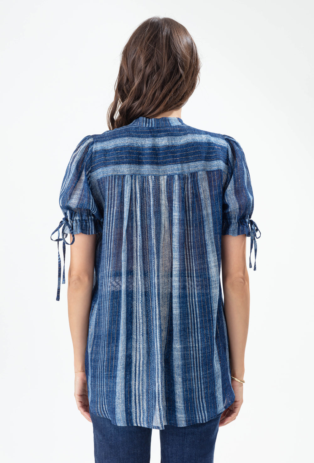 Chemise Lagon à rayures saphir et gold 4