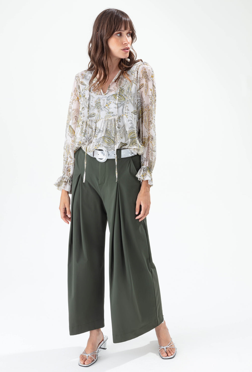 Blouse Jhalak imprimé cachemire argenté 4