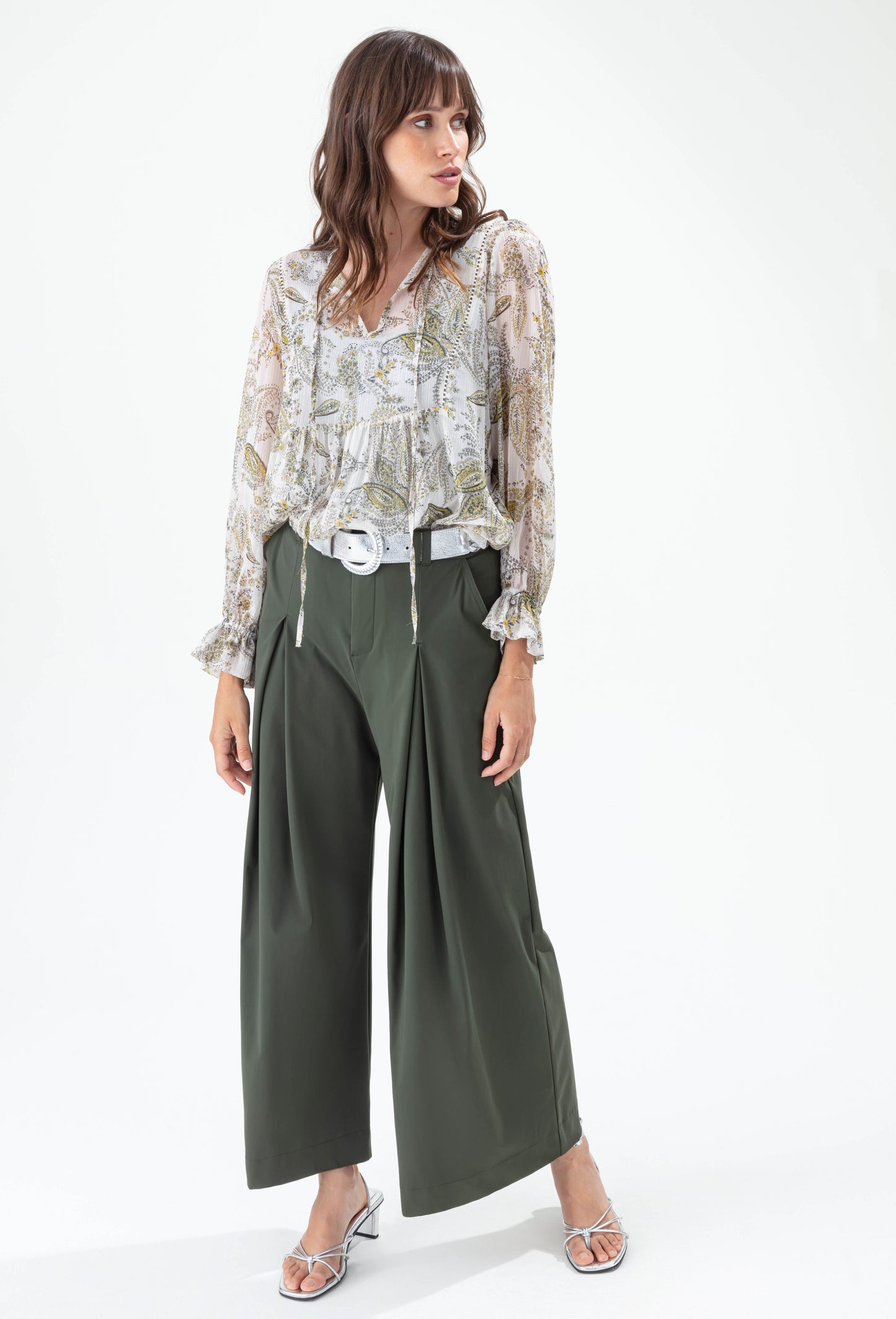 Blouse Jhalak imprimé cachemire argenté 4