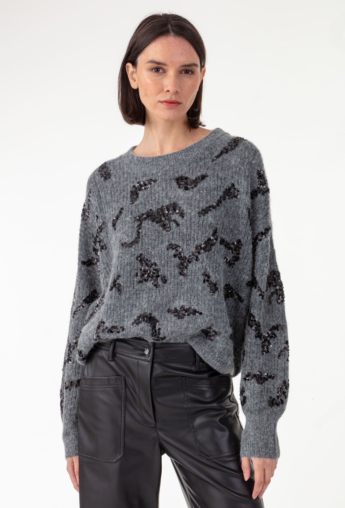 Pull Kay gris à sequins en alpaga 1