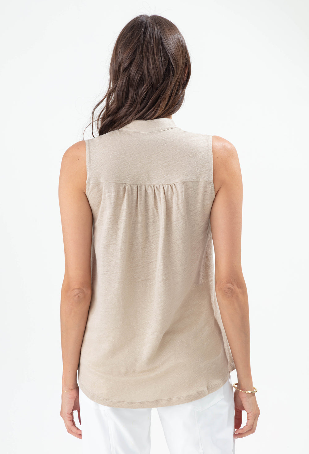 Top Trèfle beige en lin 100% lin 3
