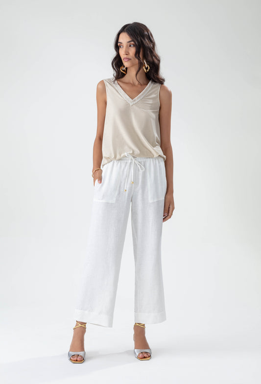 Pantalon en lin Jaipur écru 4