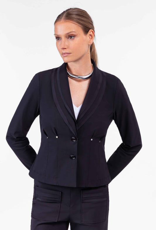 Veste ajustée Ivane en jersey technique noir 1