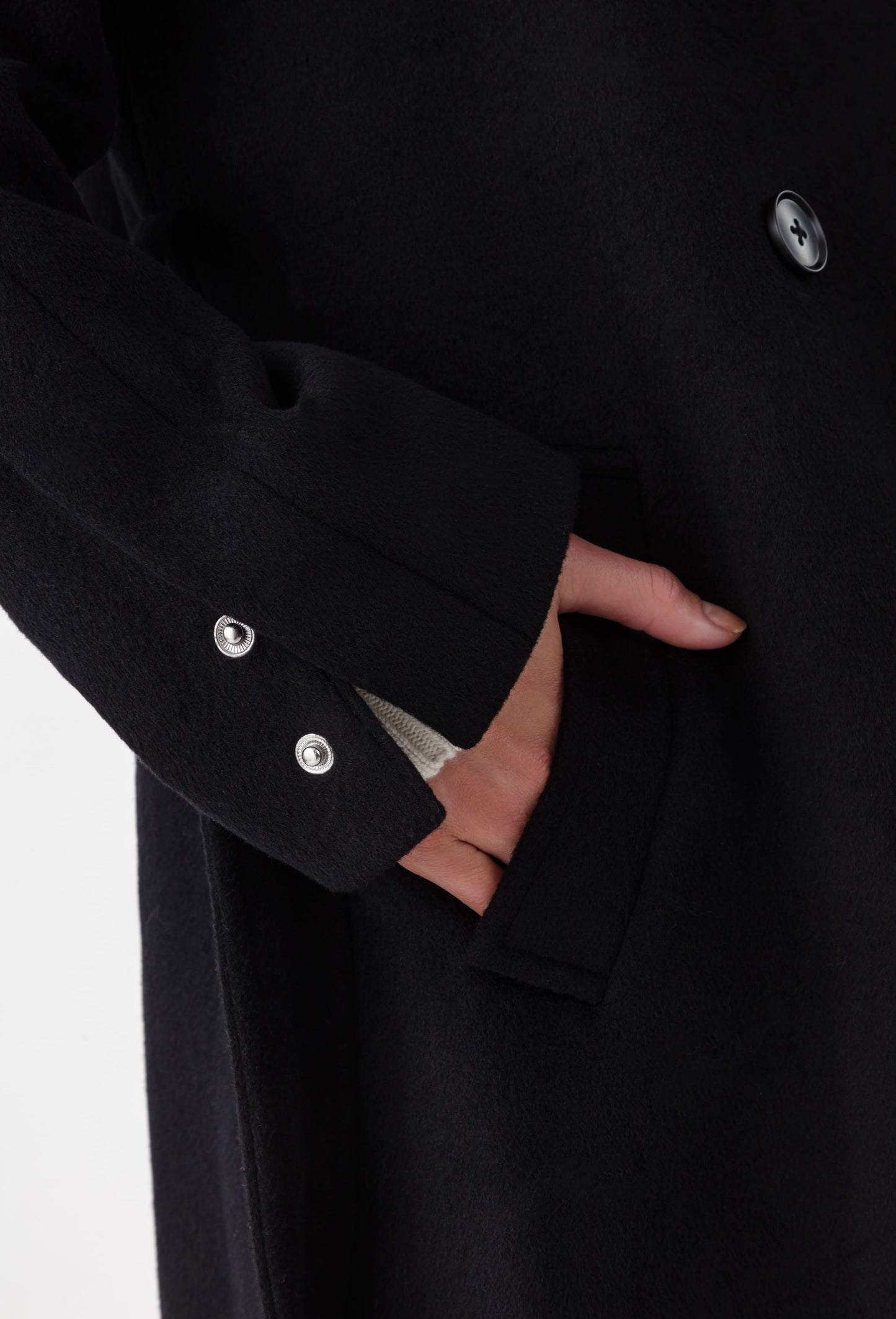 Manteau long Reem noir en laine 3