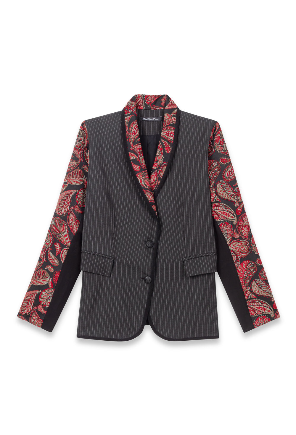 Veste de tailleur Salomé rouge bi-matière 5