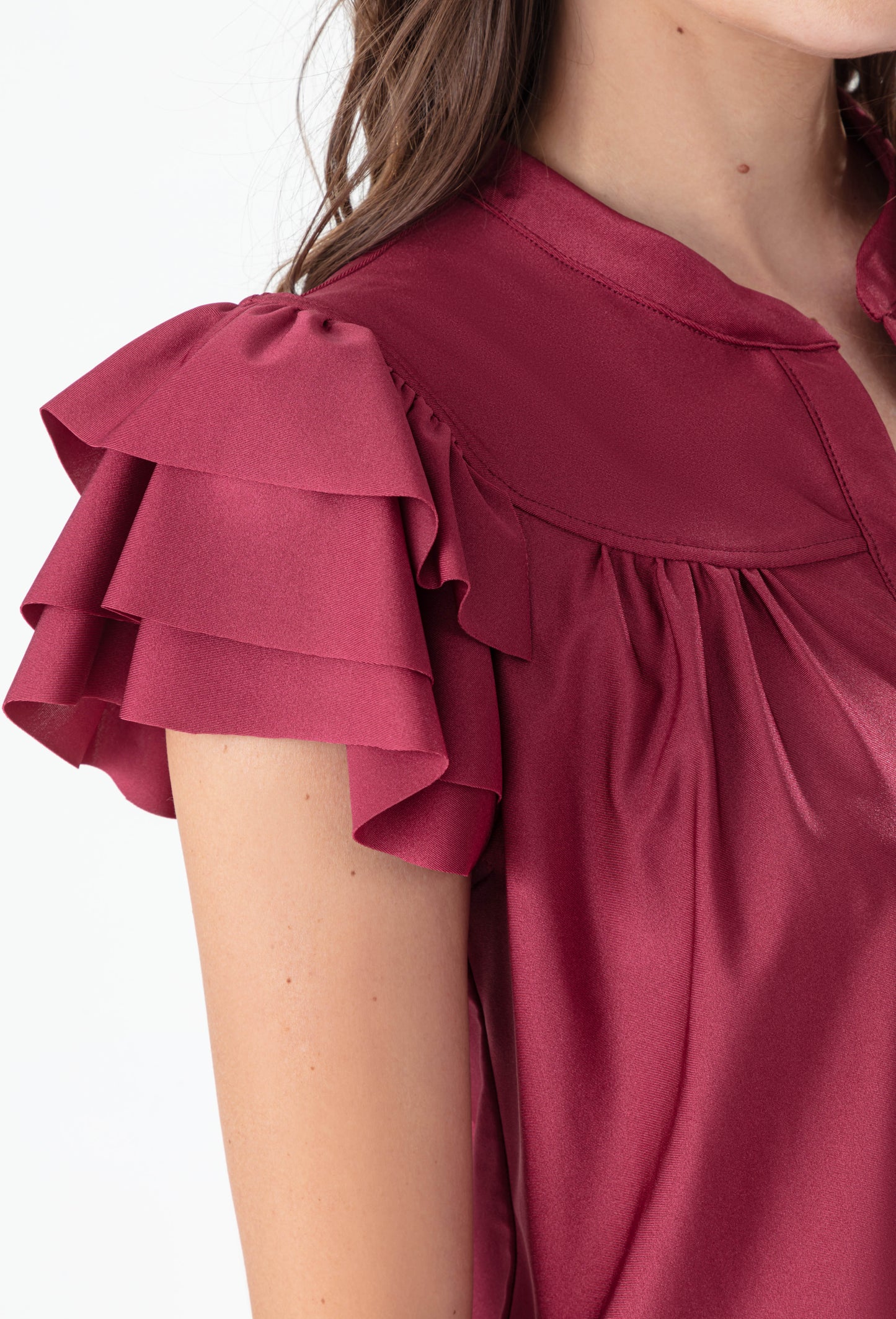 Tee-shirt Minéral à volants en jersey technique nacré 2