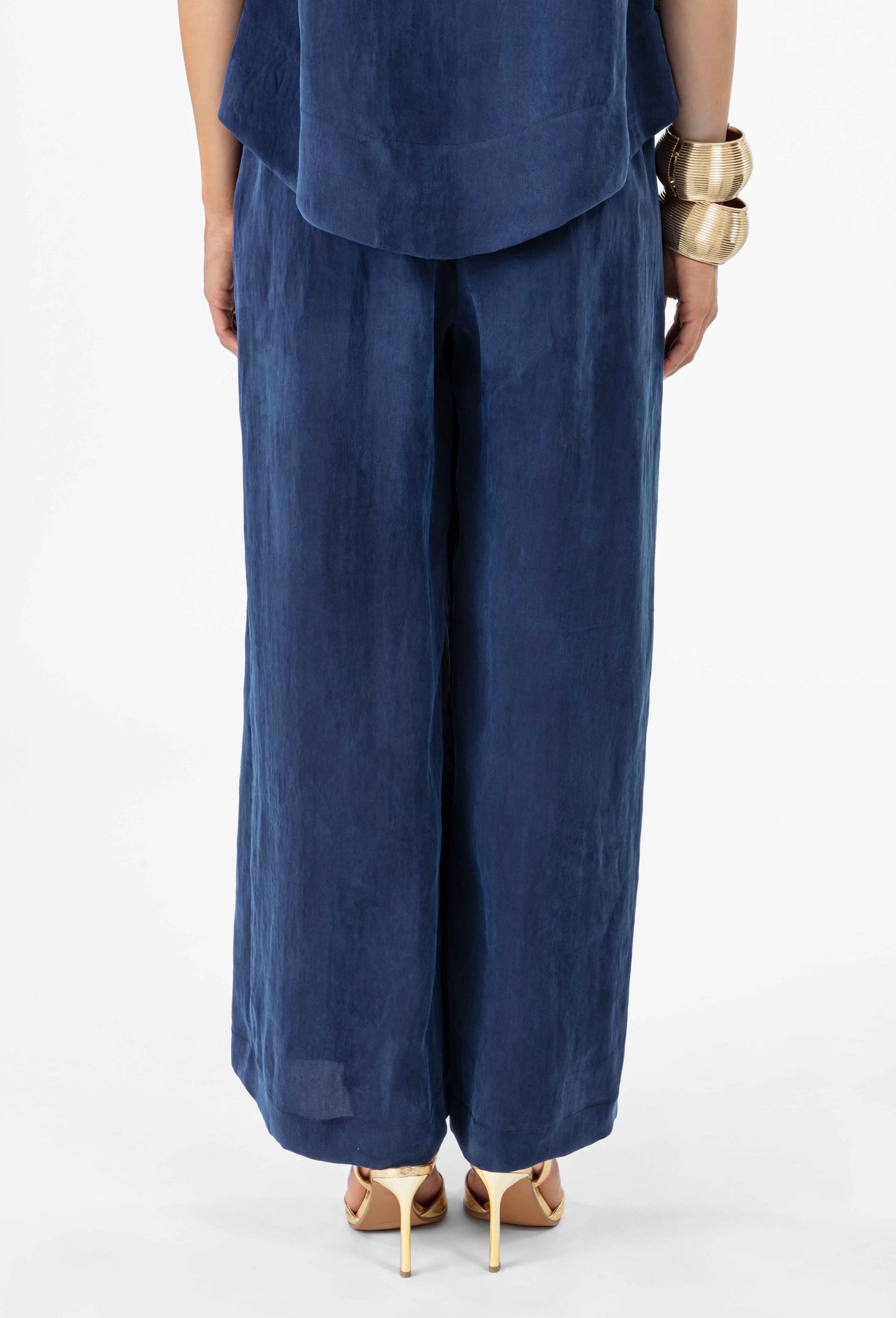 Pantalon palazzo Farell en lyocell marine 5