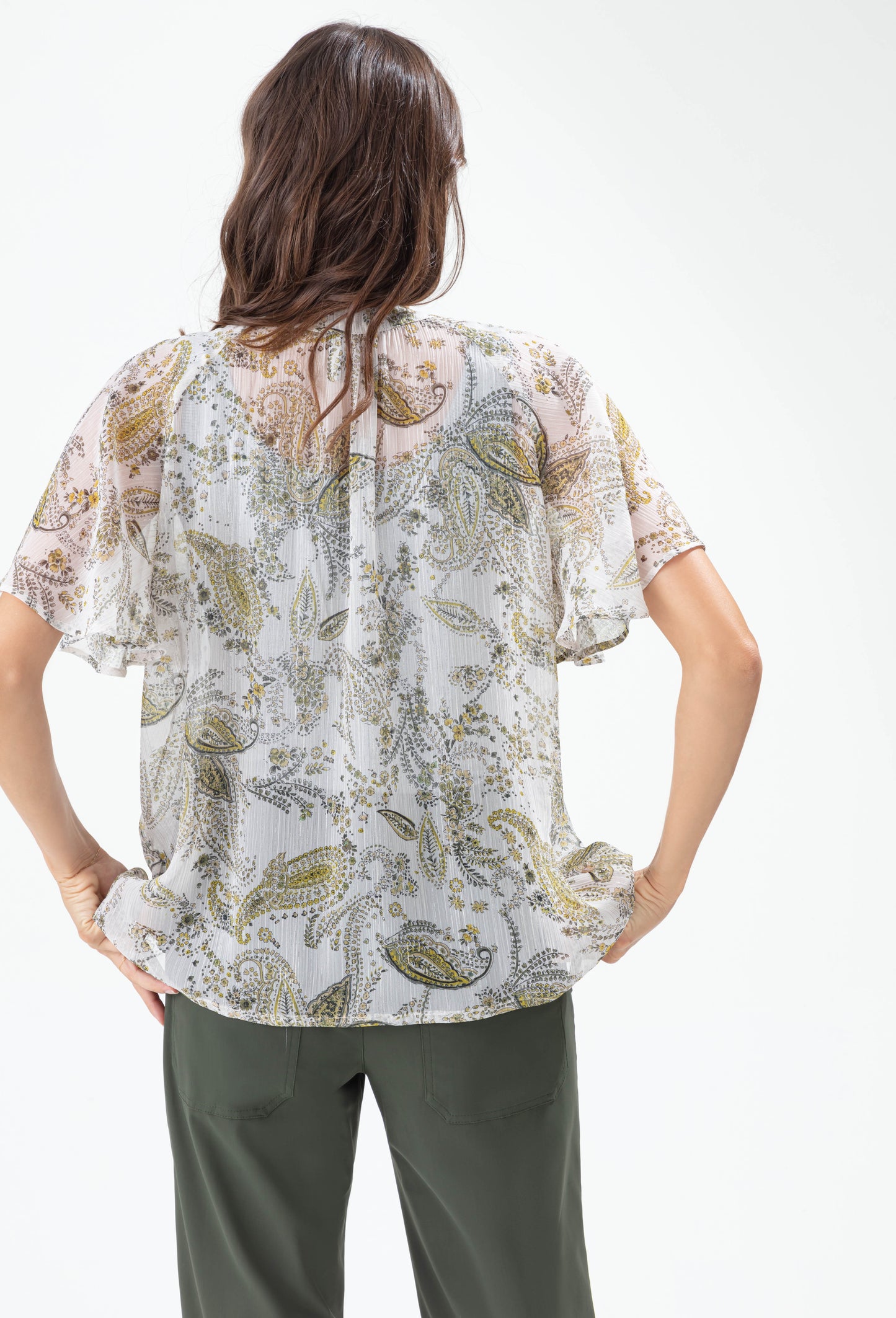 Blouse Dipta imprimé cachemire argenté 4