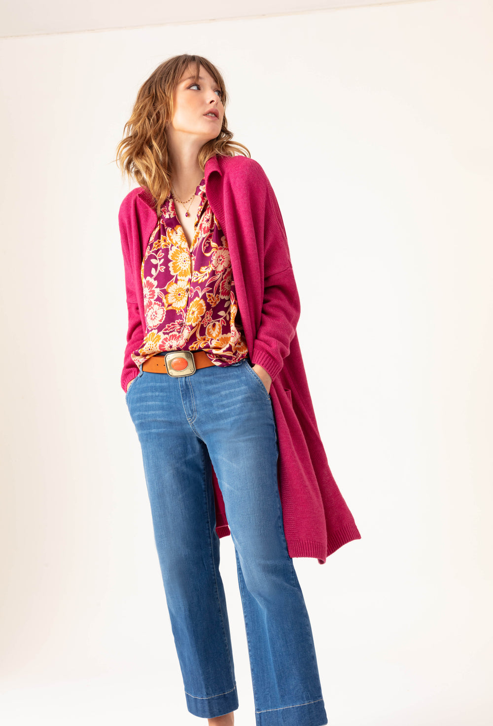 Gilet Amira en laine pivoine 2