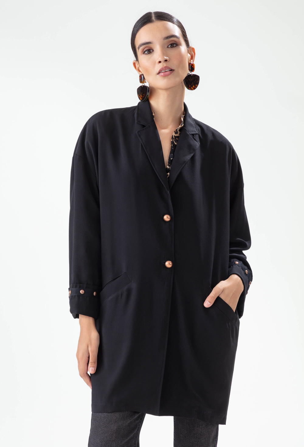 Veste mi-saison Panthera noir avec doublure léopard 3