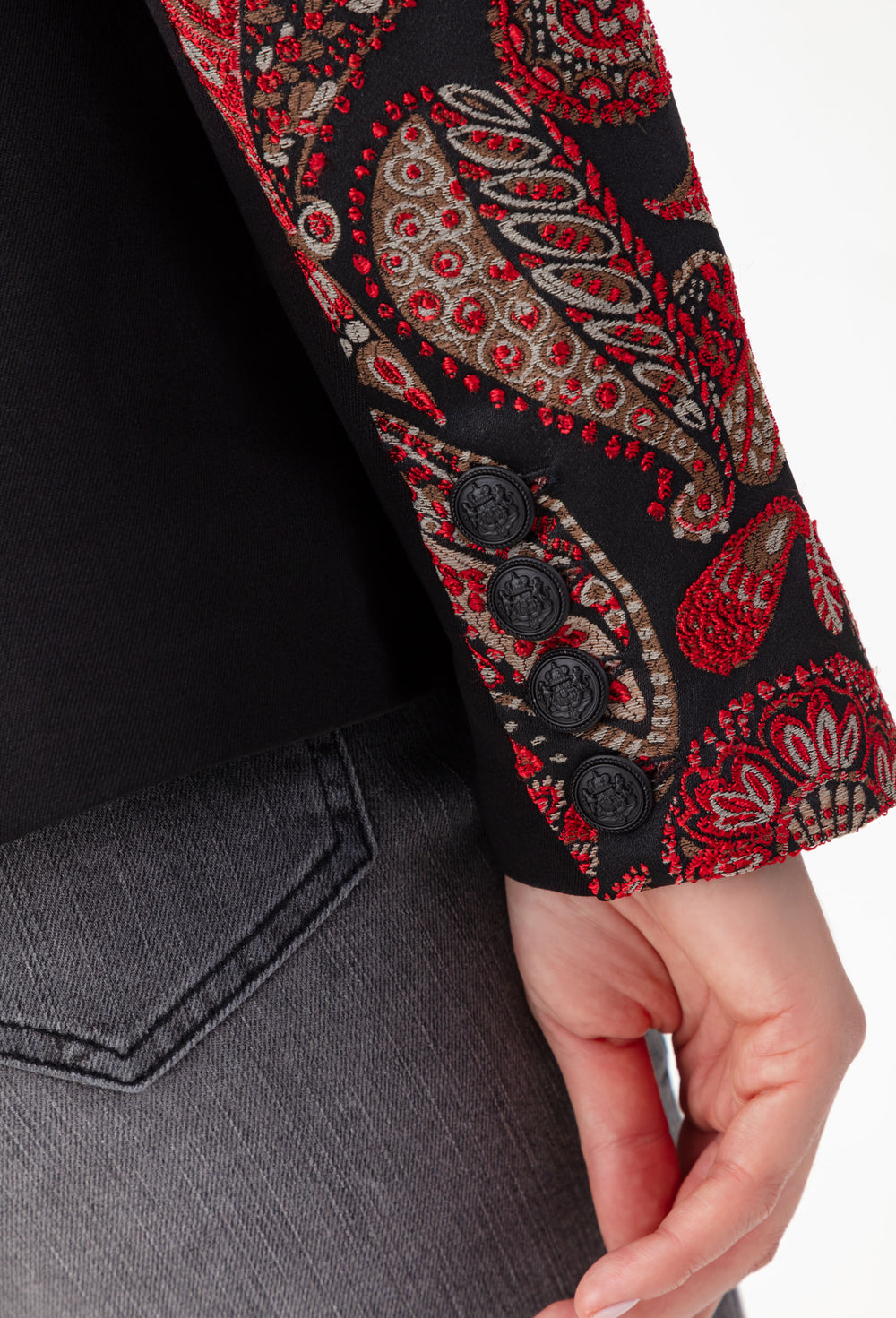 Veste de tailleur Salomé rouge bi-matière 3