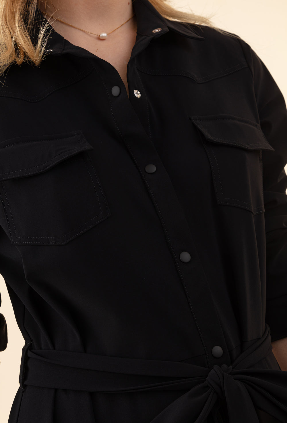 Robe longue Oscar noire en jersey technique 4