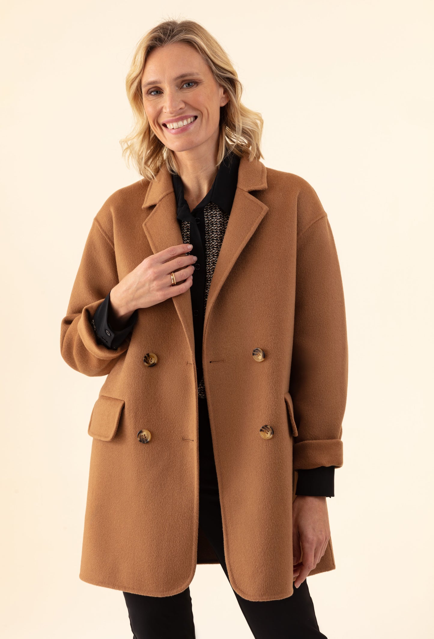 Manteau double face Amalia camel 100% laine 1