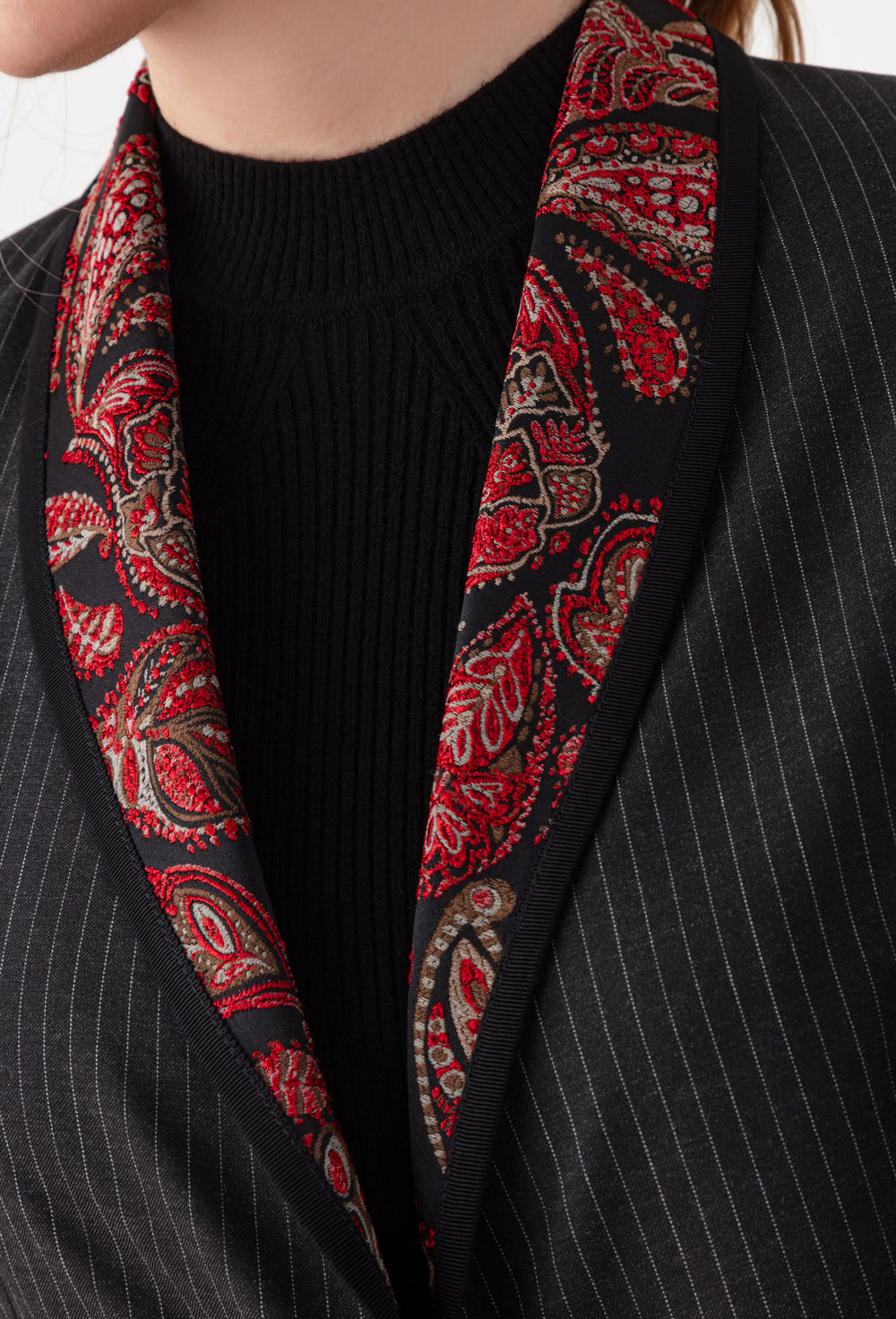 Veste de tailleur Salomé rouge bi-matière 2