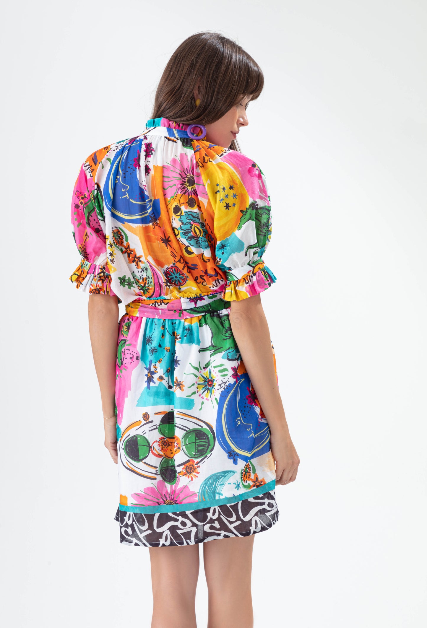 Robe Sirius en voile de coton imprimé astral 3