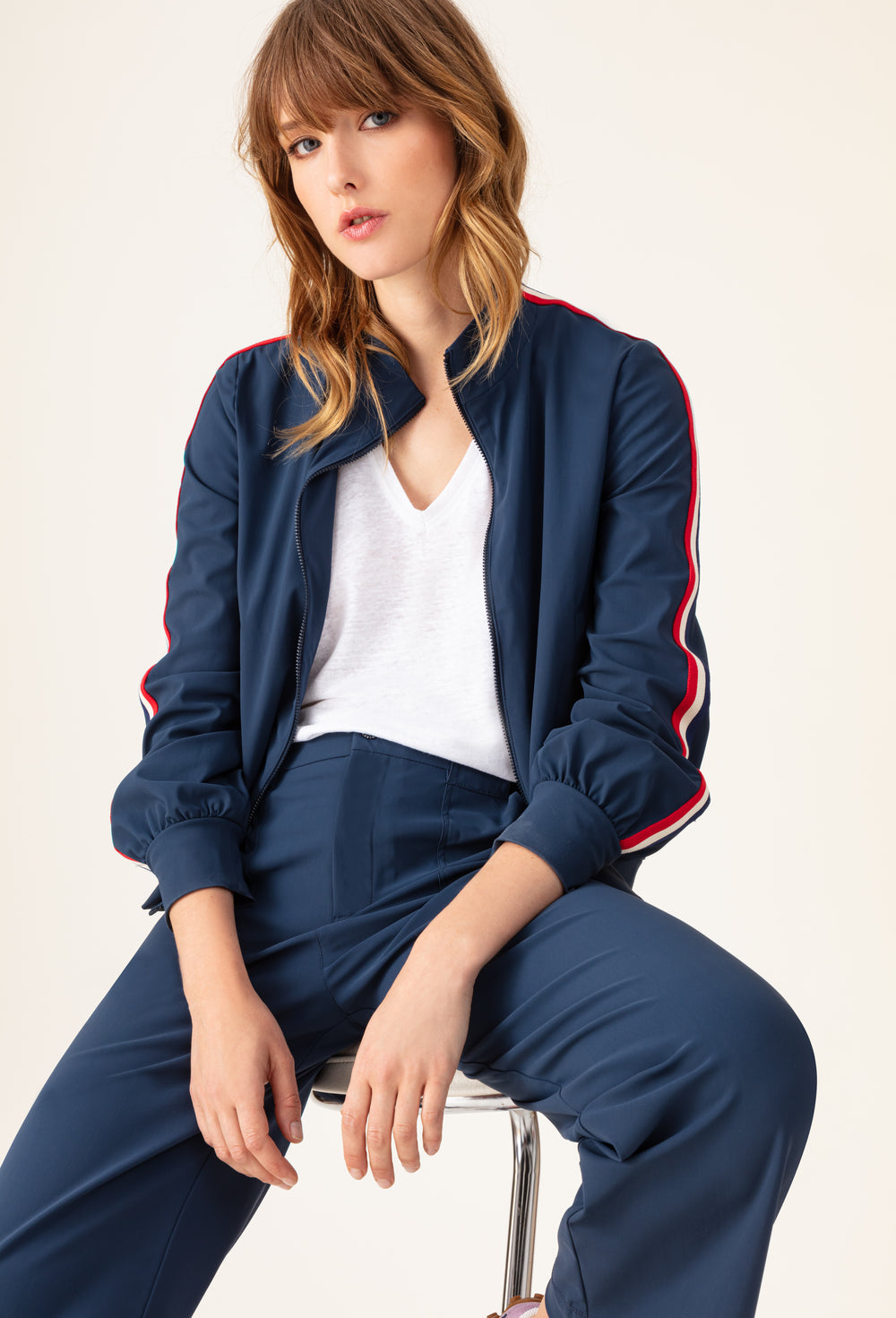 Pantalon Sandra navy en jersey technique 2