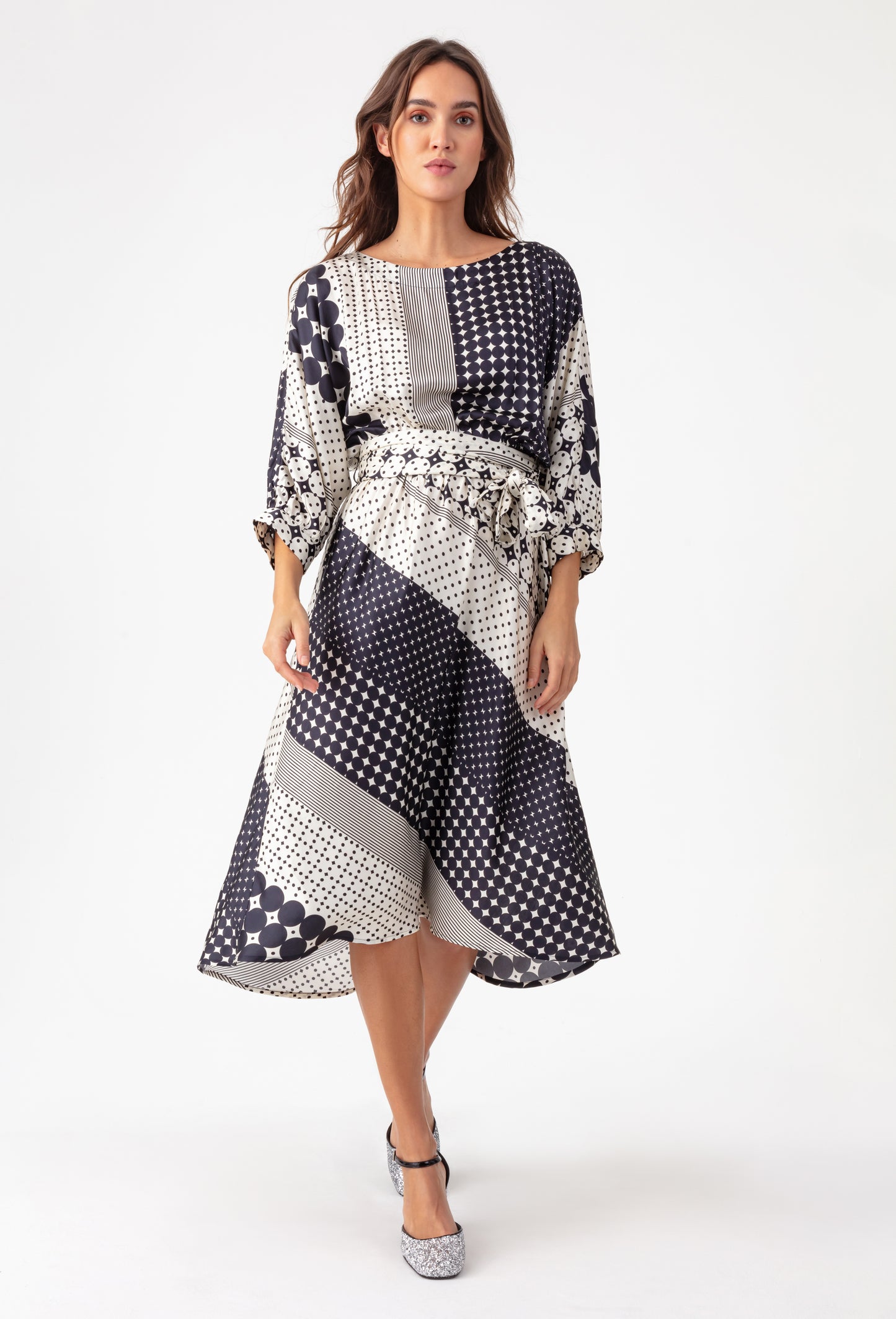 Robe ceinturée Pippa manches 3/4 1