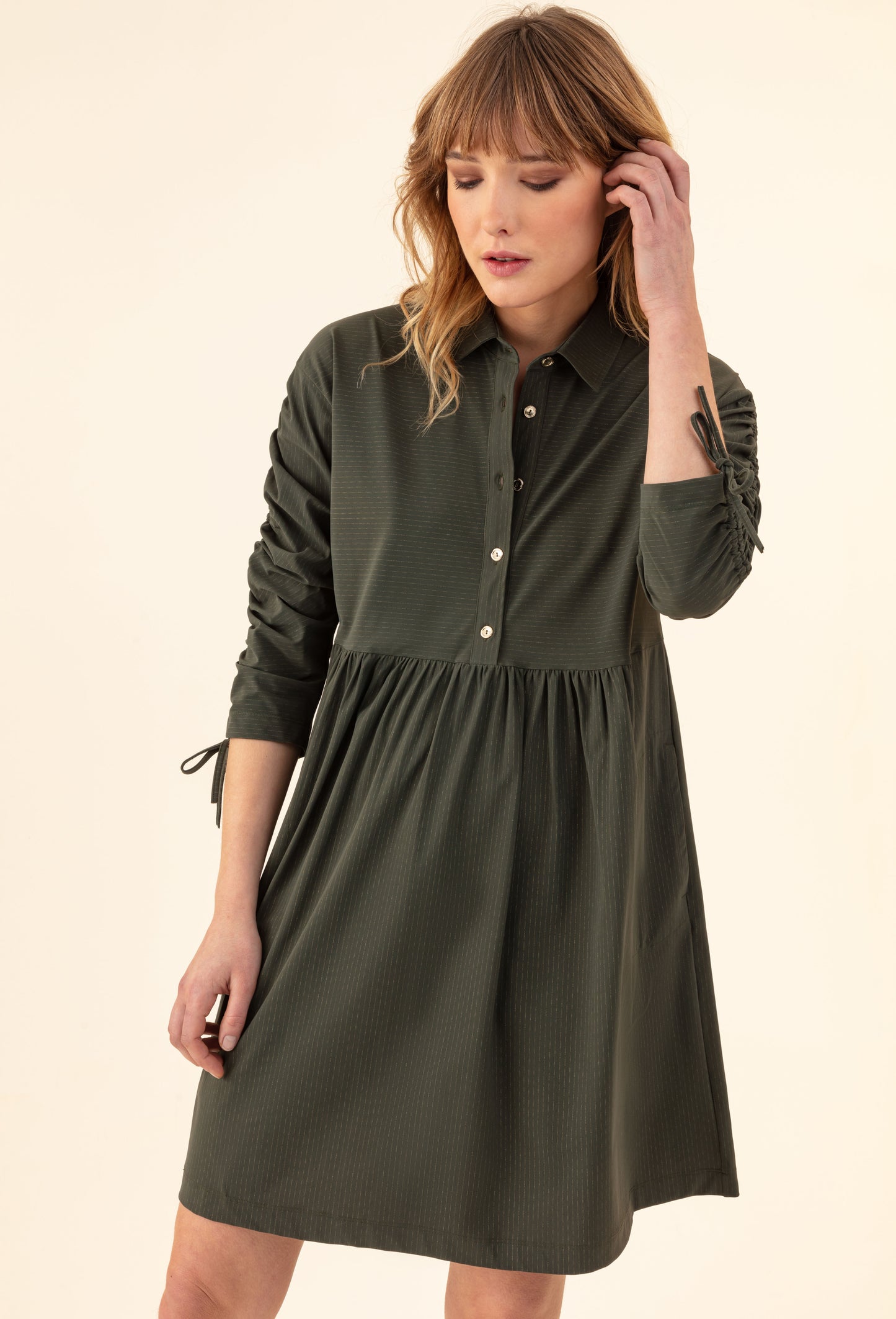 Robe Billy kaki en jersey technique 2