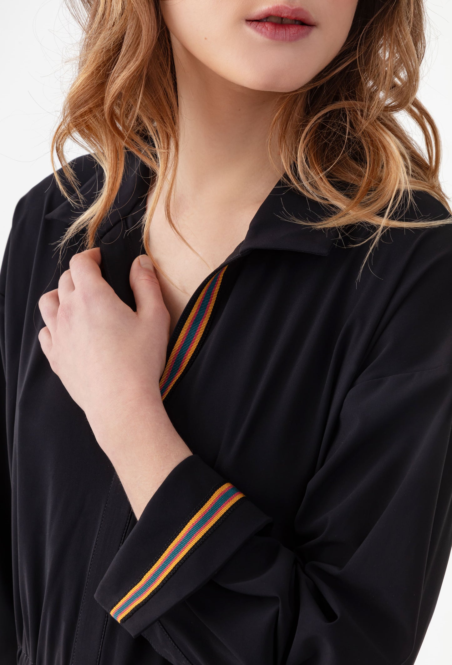 Robe longue Rhea noire en jersey technique 2