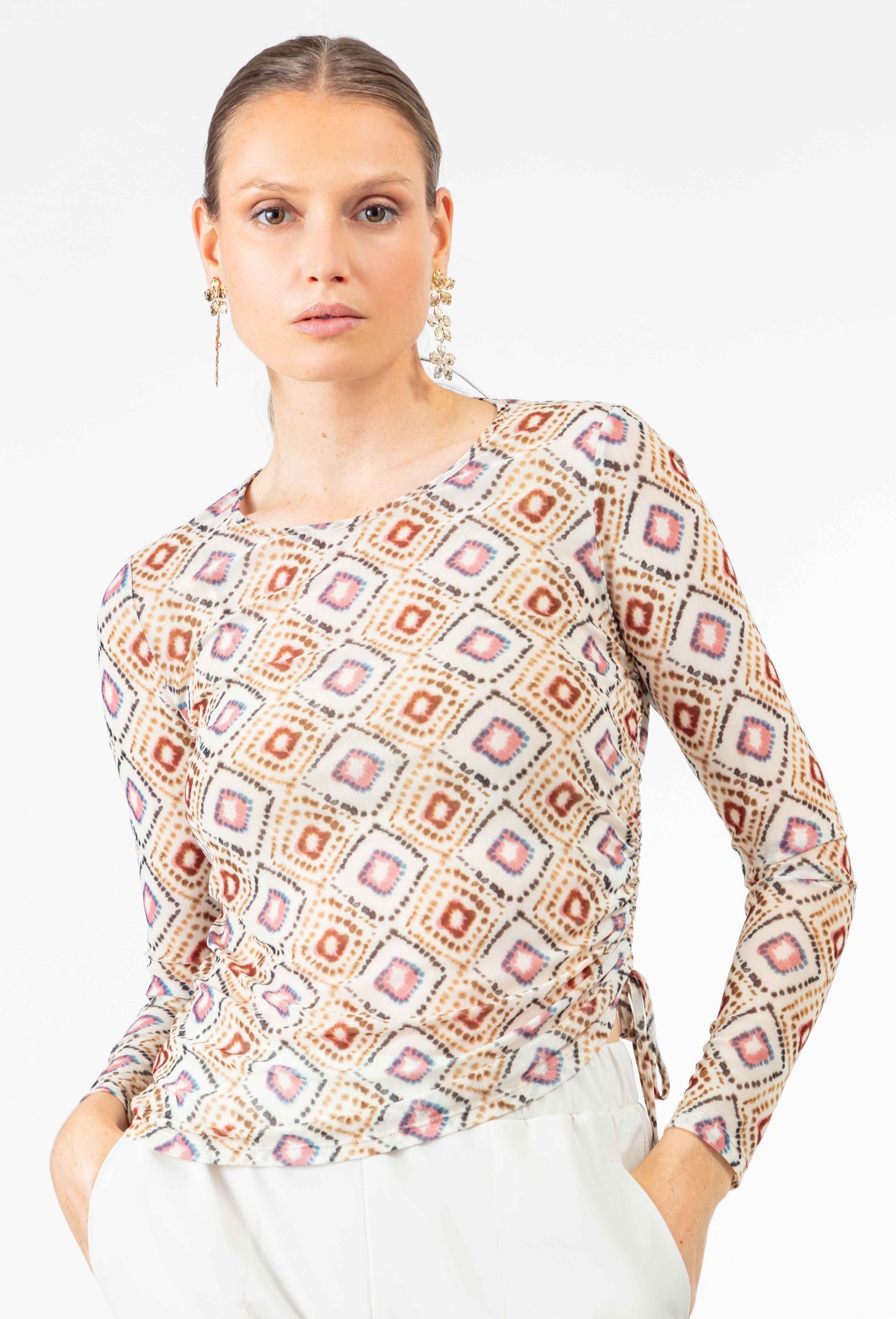T-shirt manches longues Timeo en résille 1