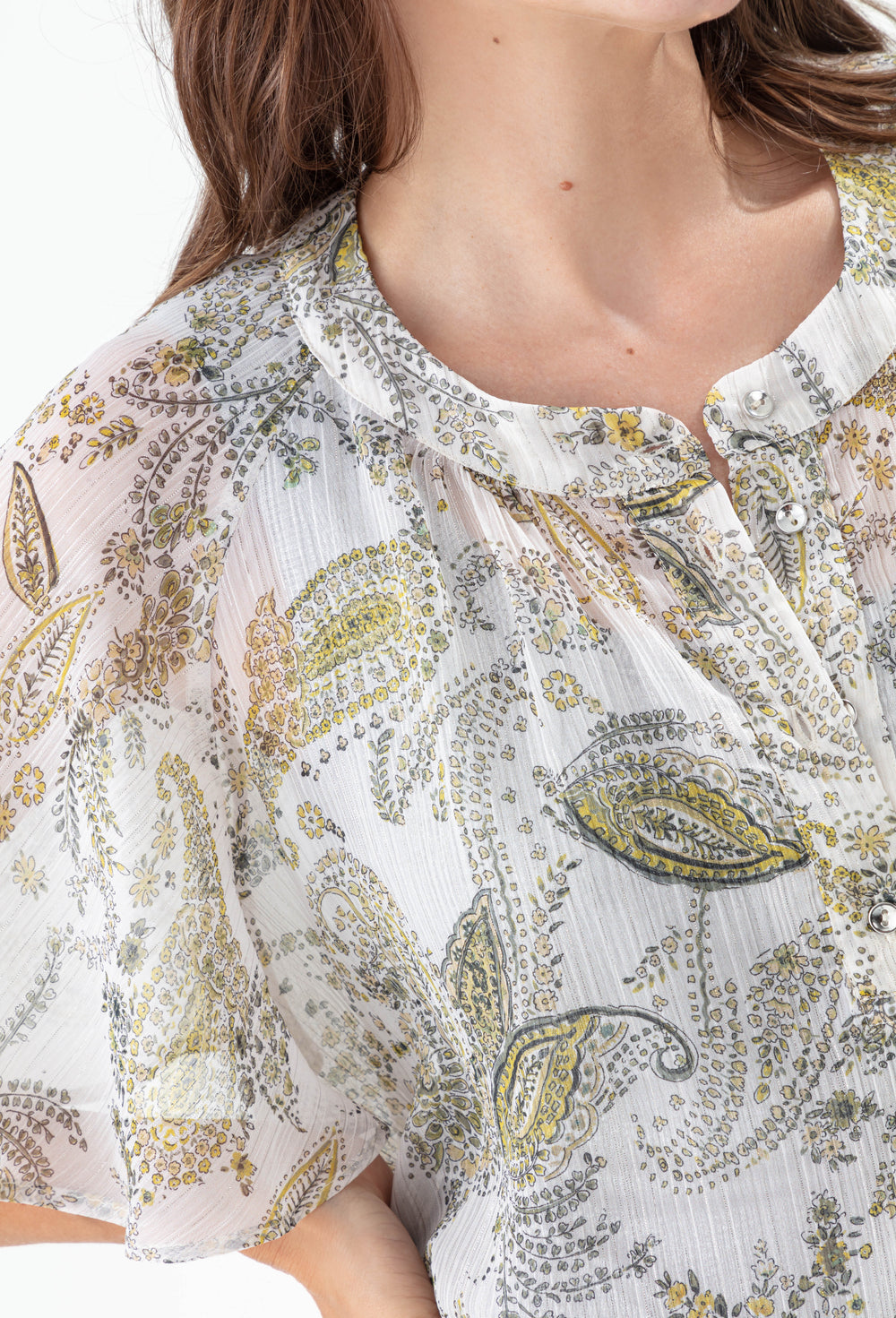 Blouse Dipta imprimé cachemire argenté 2
