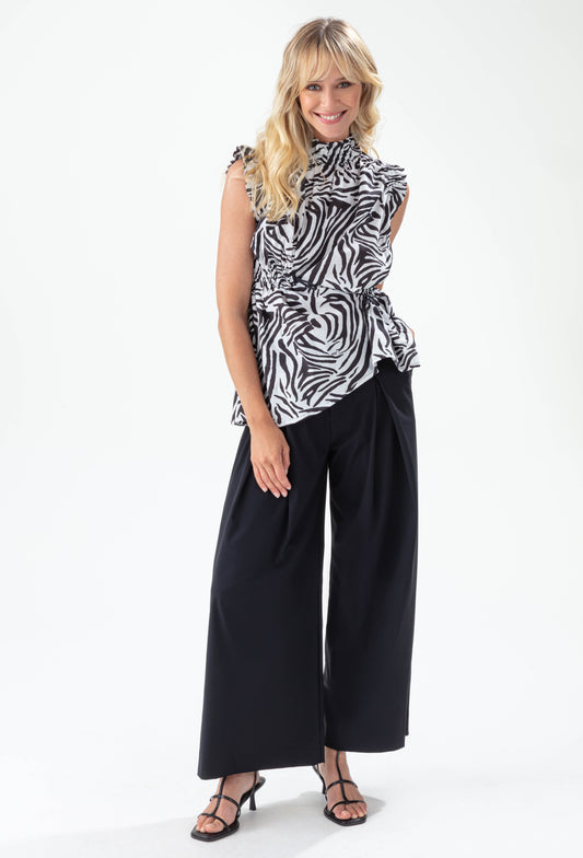 Pantalon kanti coupe large noir en jersey technique 1