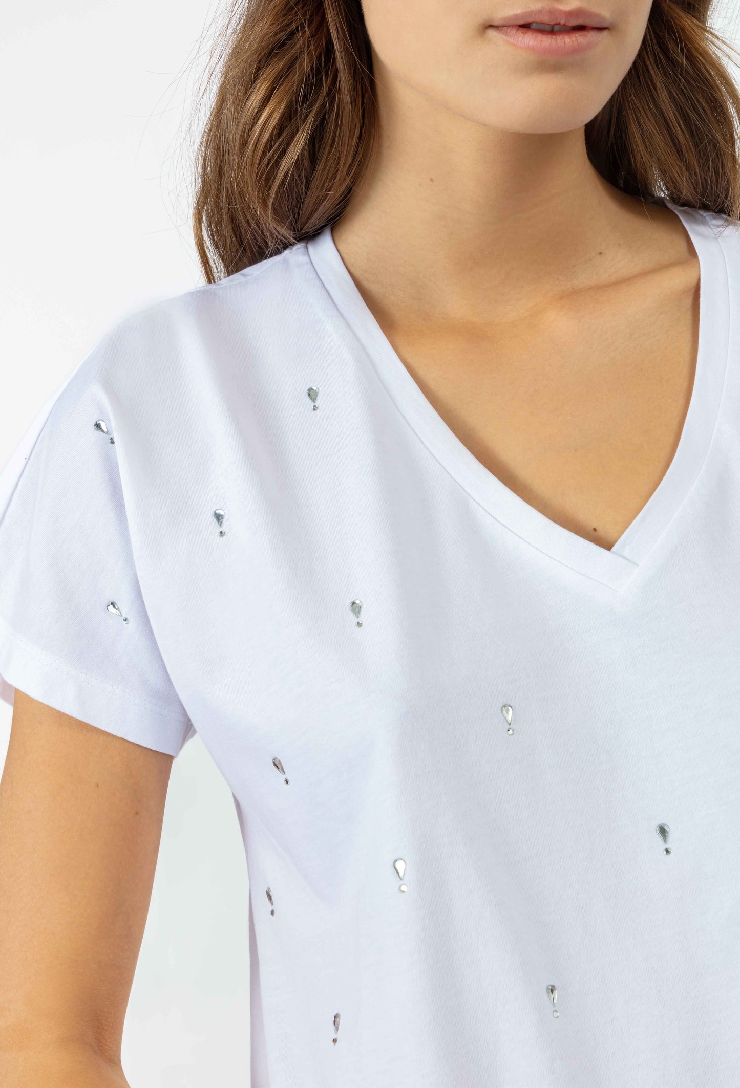 T-shirt Vickie blanc avec strass 2