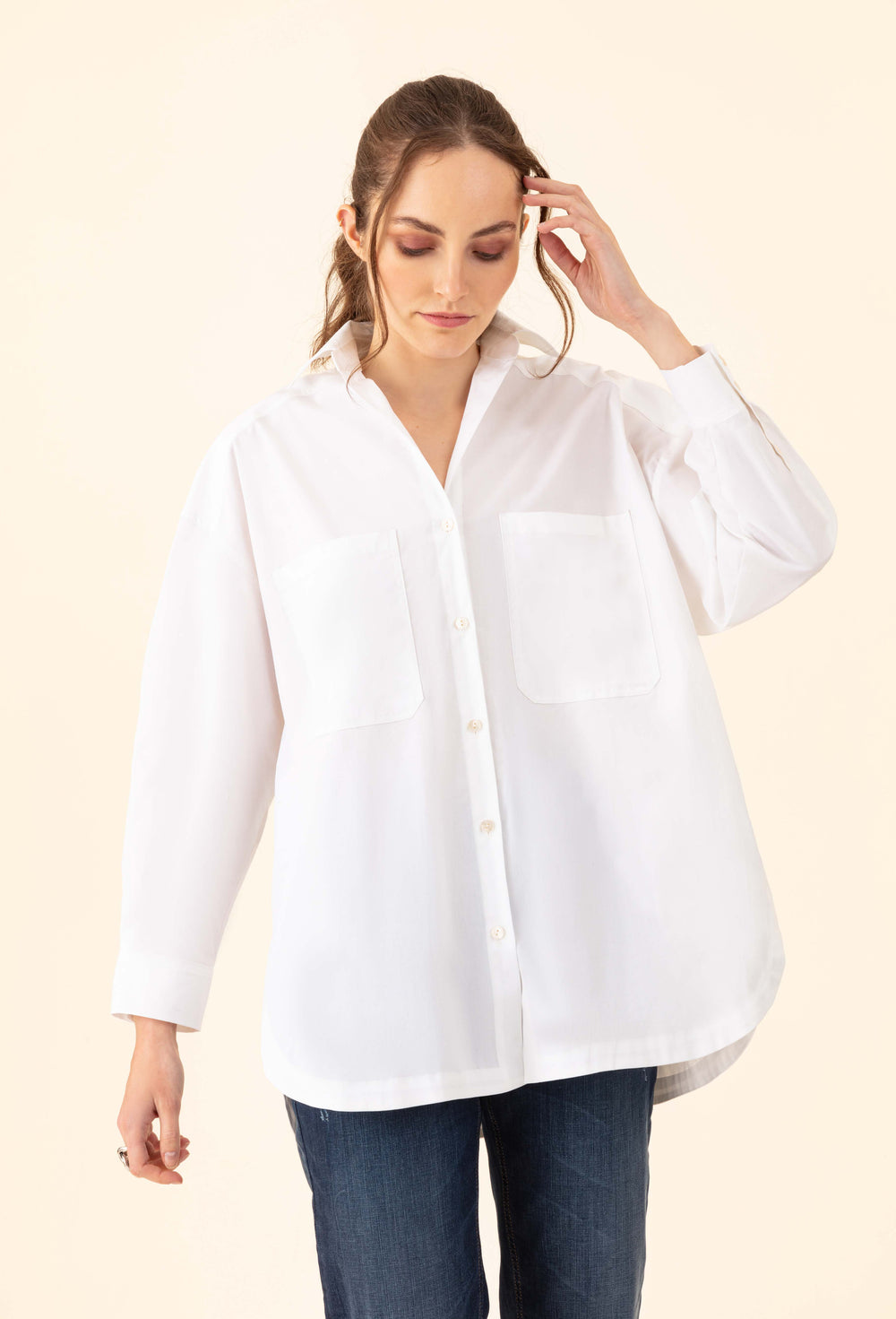 Chemise oversize Norse en popeline blanche 1