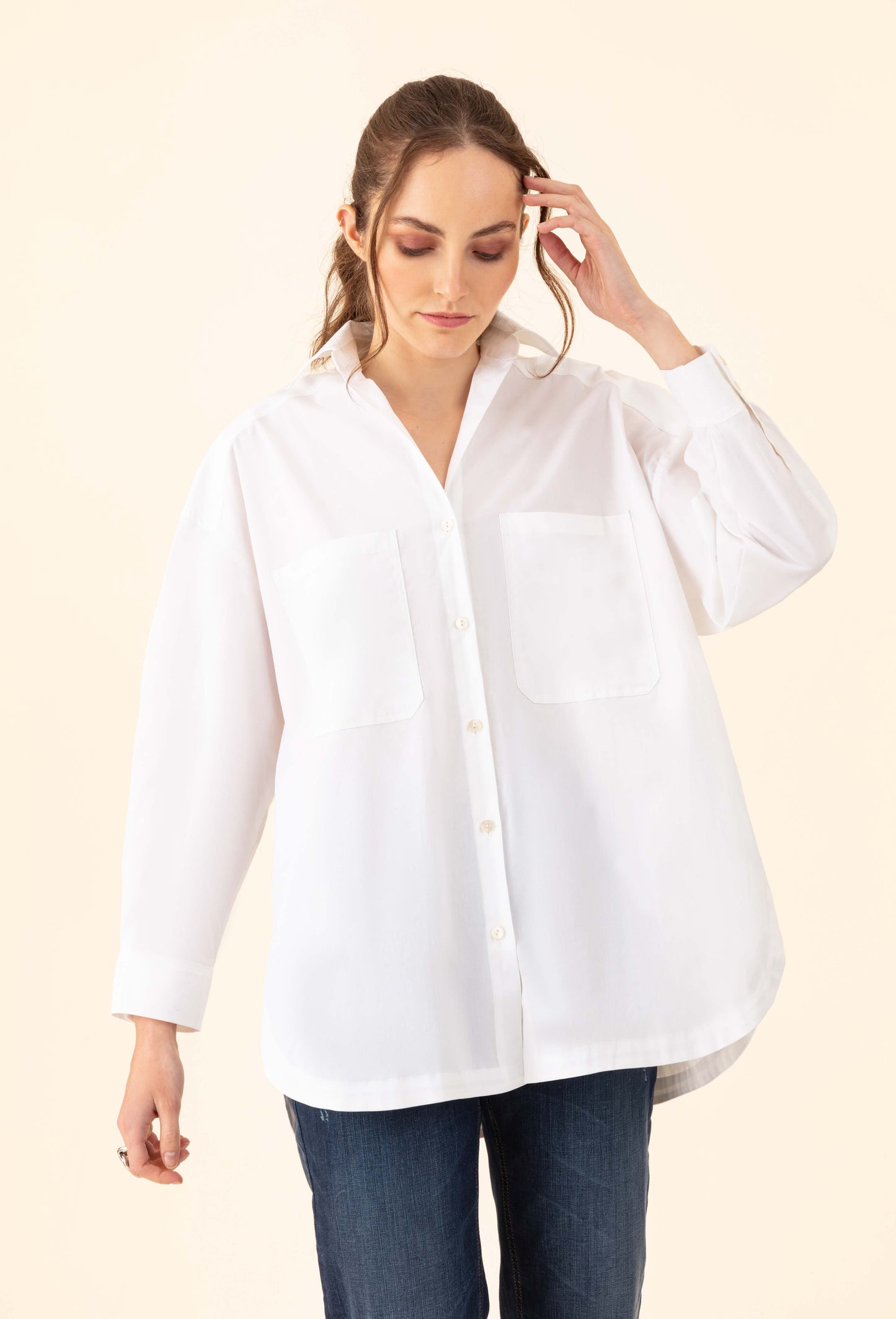 Chemise oversize Norse en popeline blanche 1
