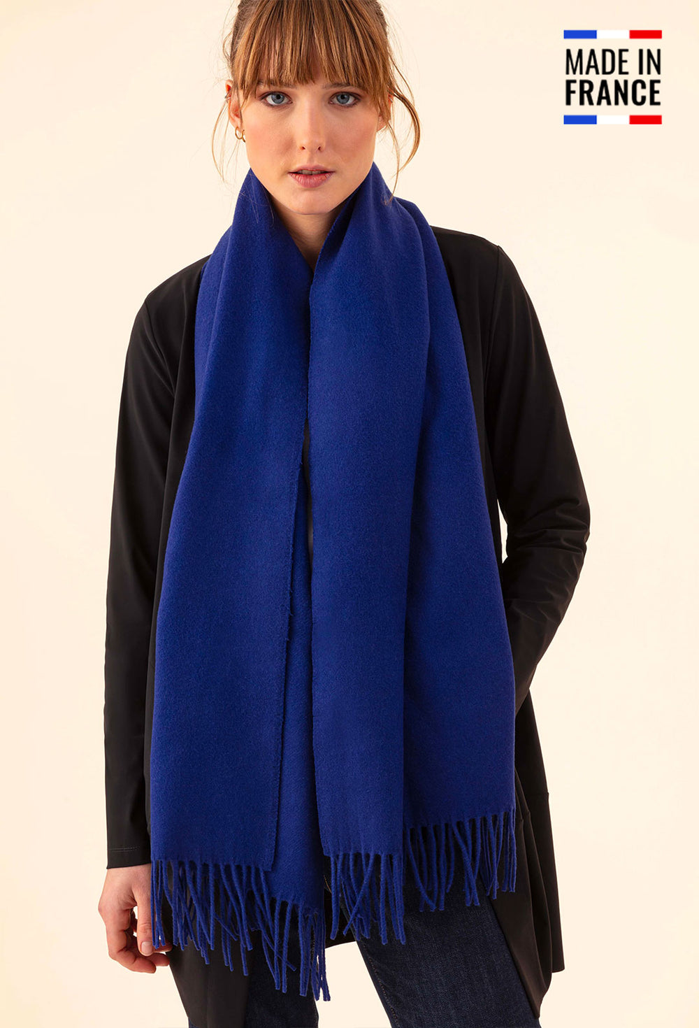 Echarpe Sandra marine 100% laine Made in France 1