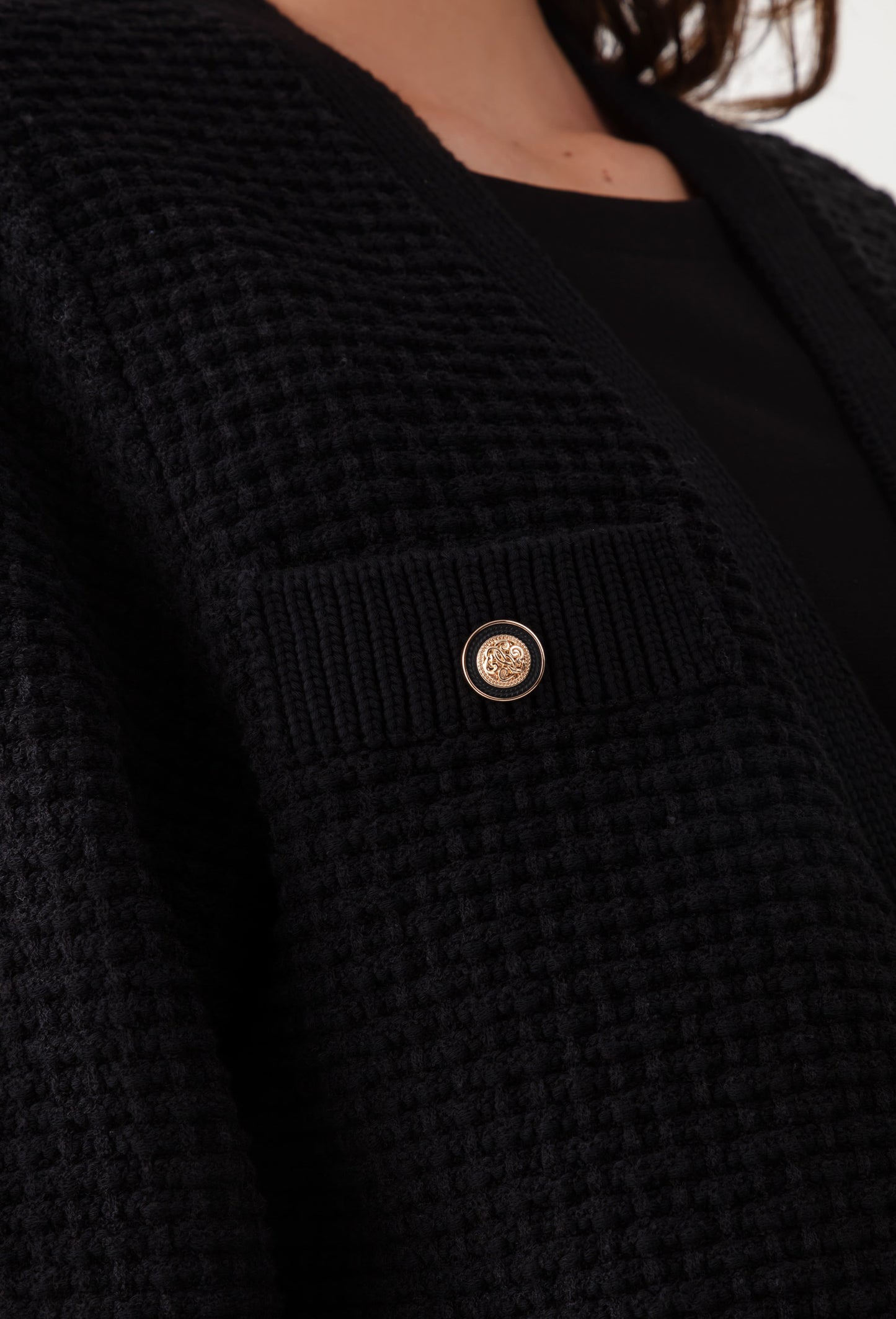 Gilet long Valeriane noir en maille 3