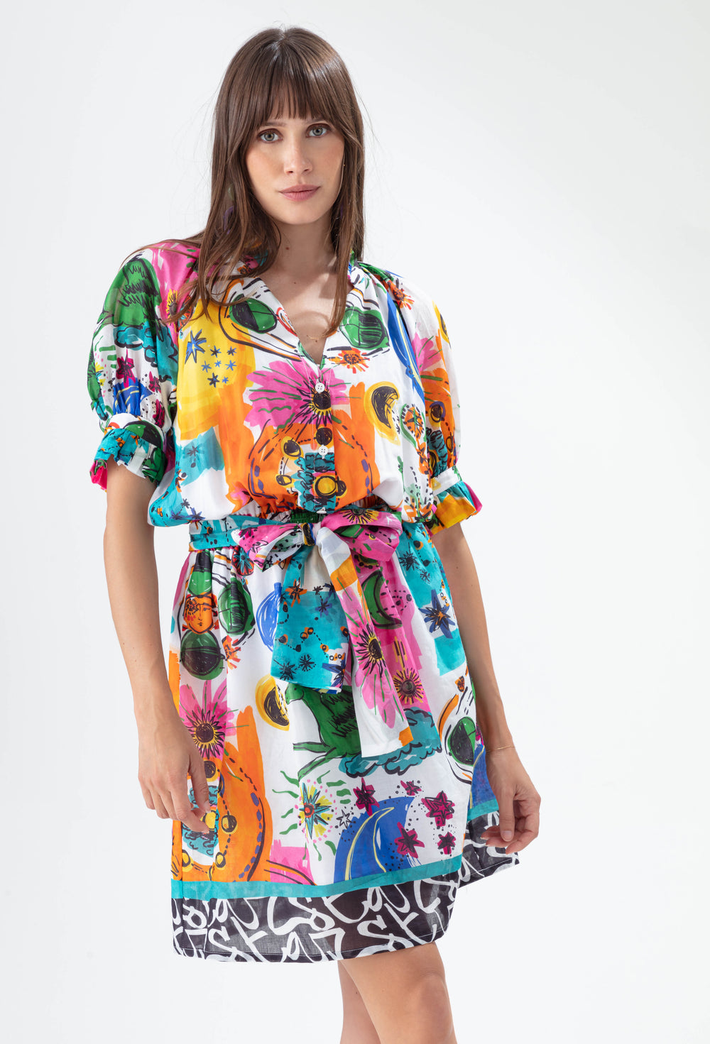 Robe Sirius en voile de coton imprimé astral 1