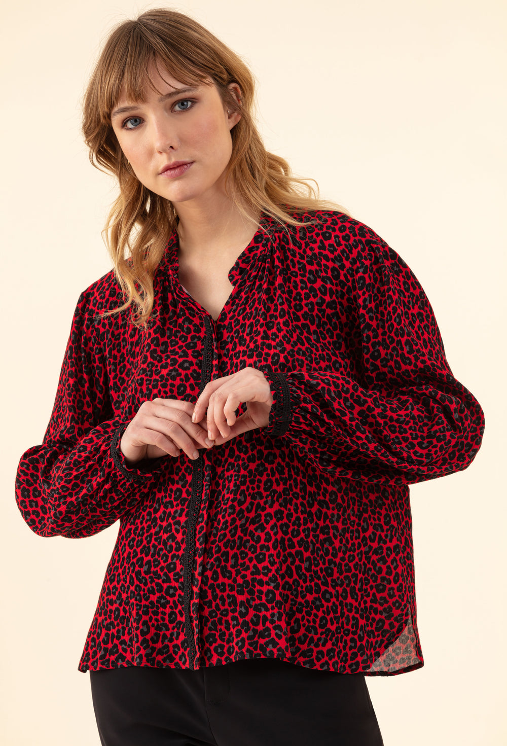 Chemise Gael imprimé léopard rouge 1