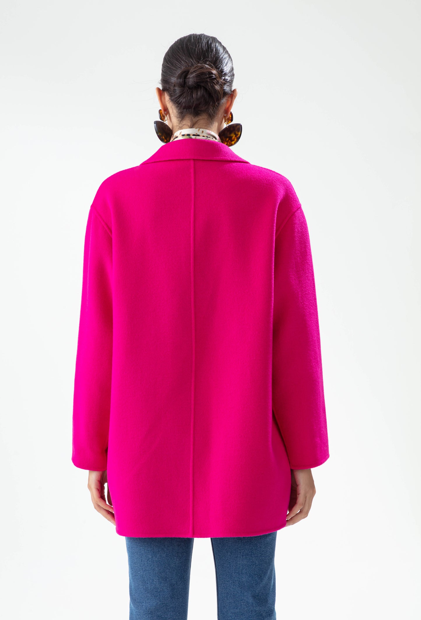 Manteau double face Amalia fuchsia 100% laine 3