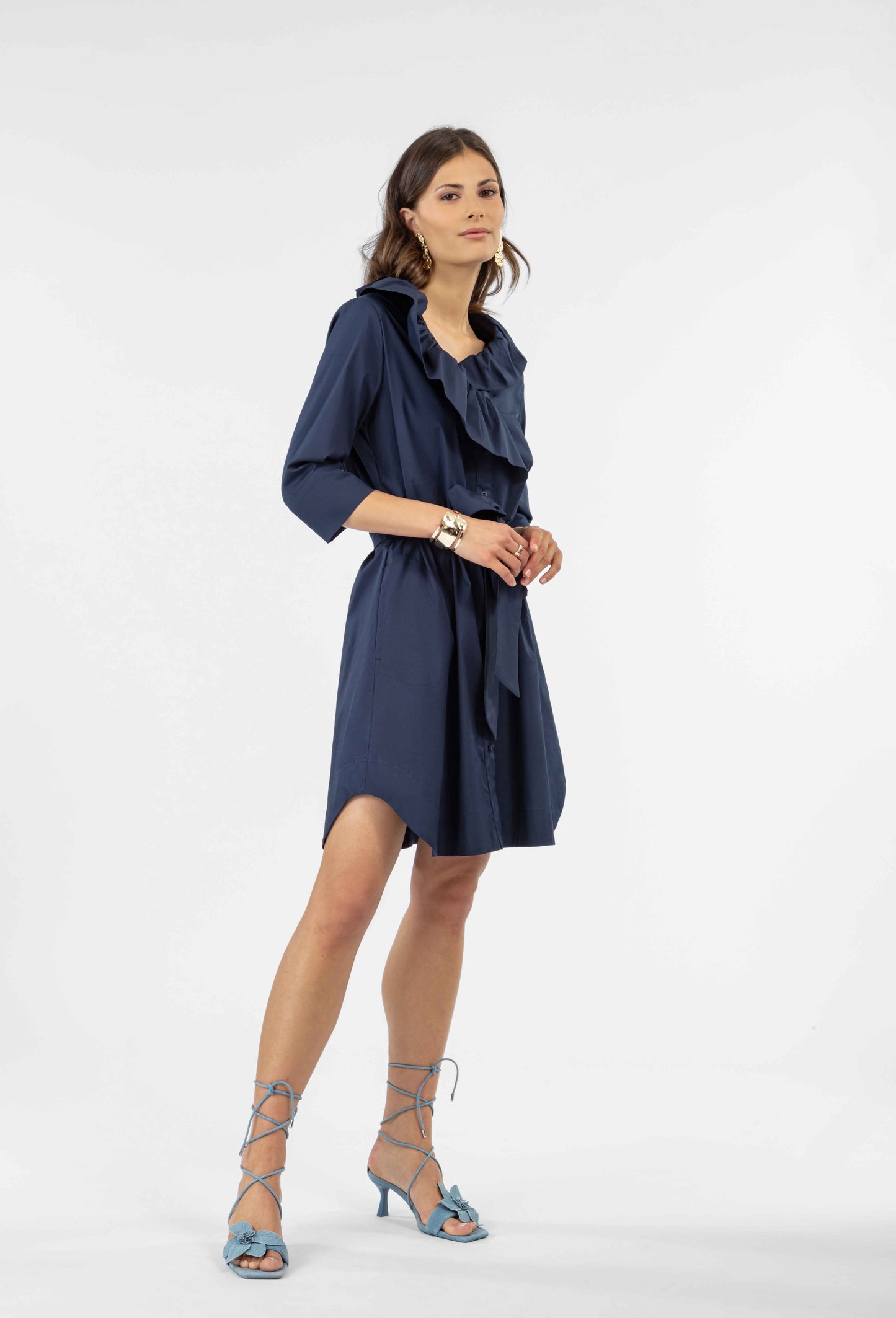 Robe chemise mi-longue Abby en popeline de coton 1