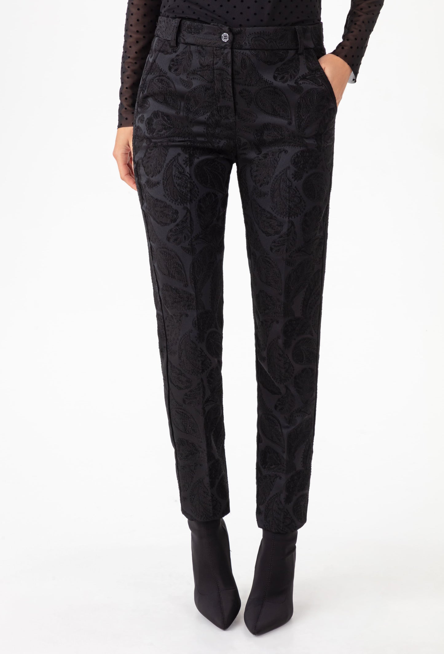 Pantalon cigarette Baker en jacquard noir 3