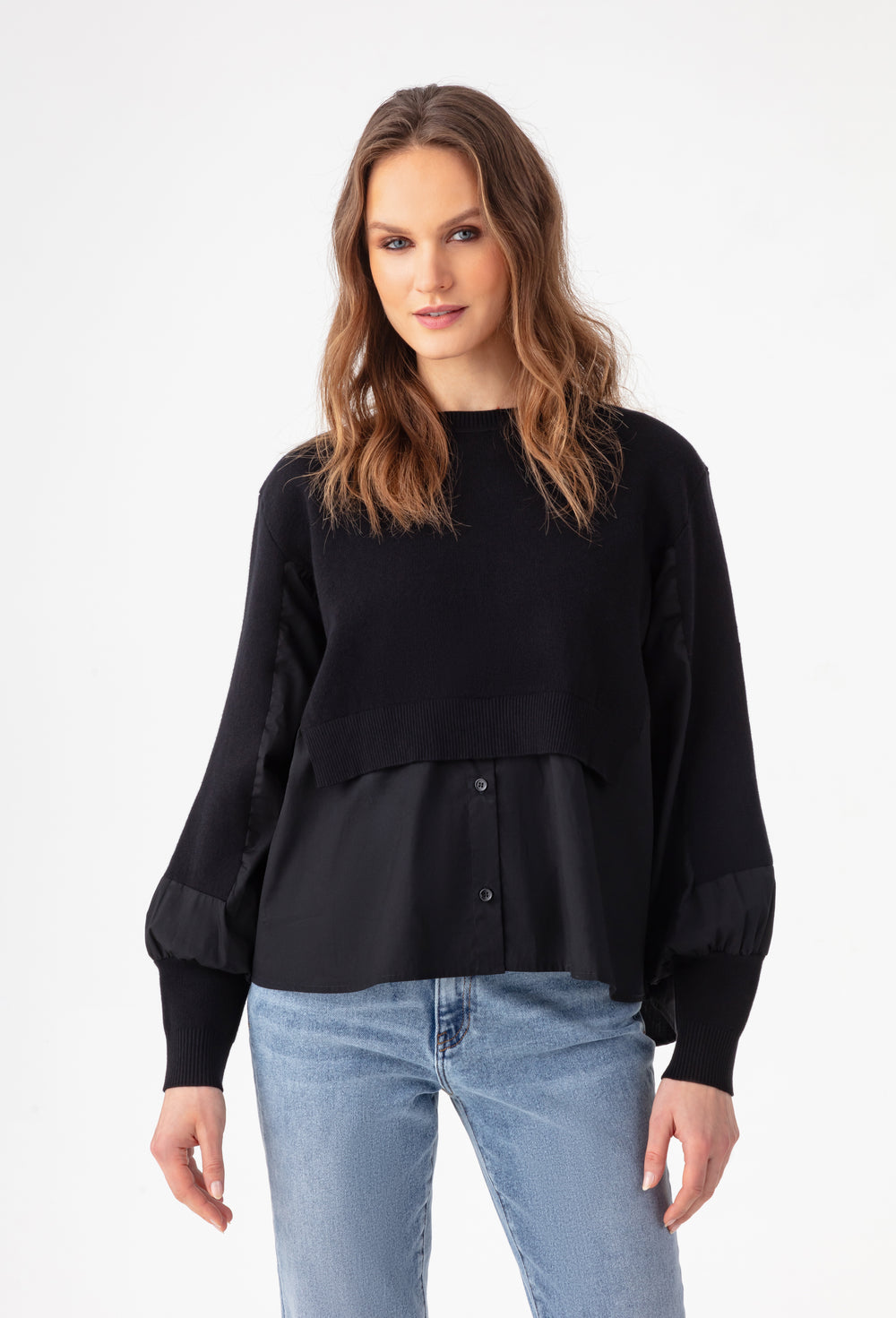 Pull Raven chemise noir en laine 1