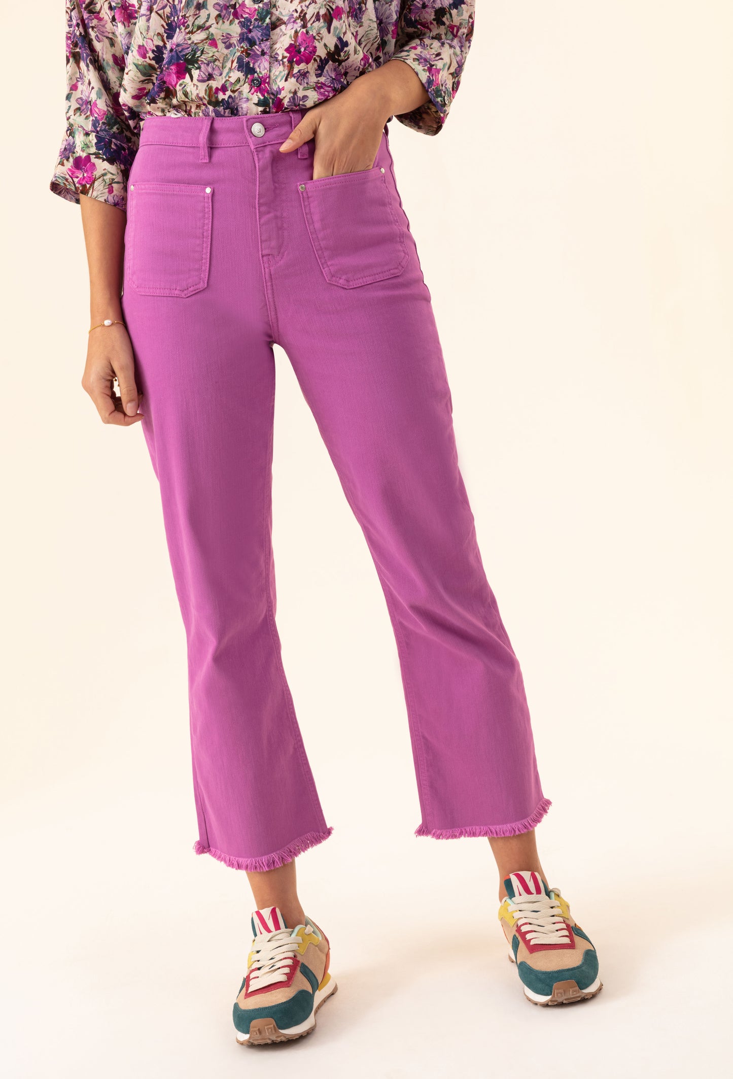 Jean Musc en coton rose 3