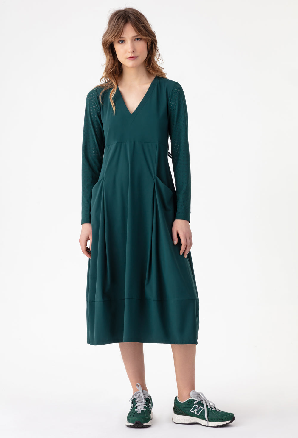 Robe Meora en jersey technique vert émeraude 2