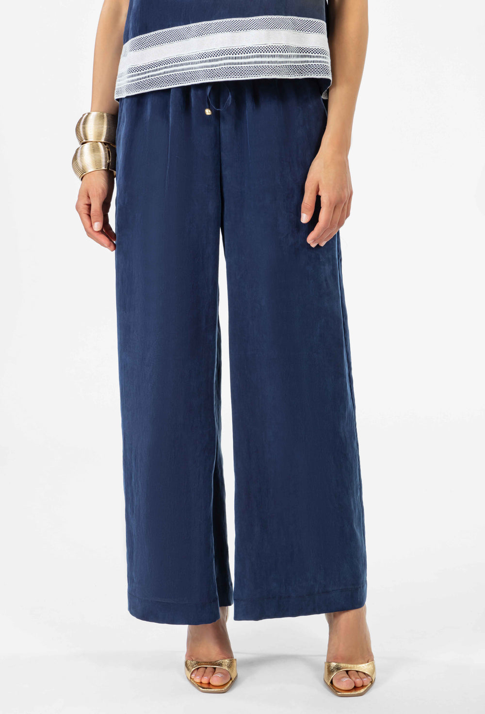 Pantalon palazzo Farell en lyocell marine 3