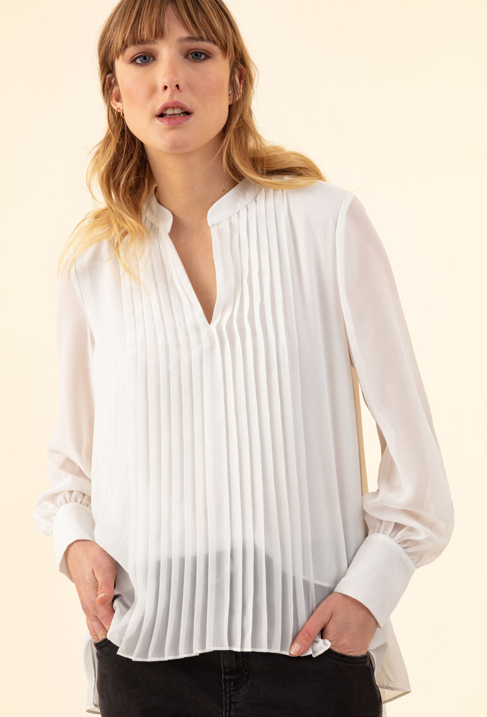 Blouse plissée Bobby blanche 1