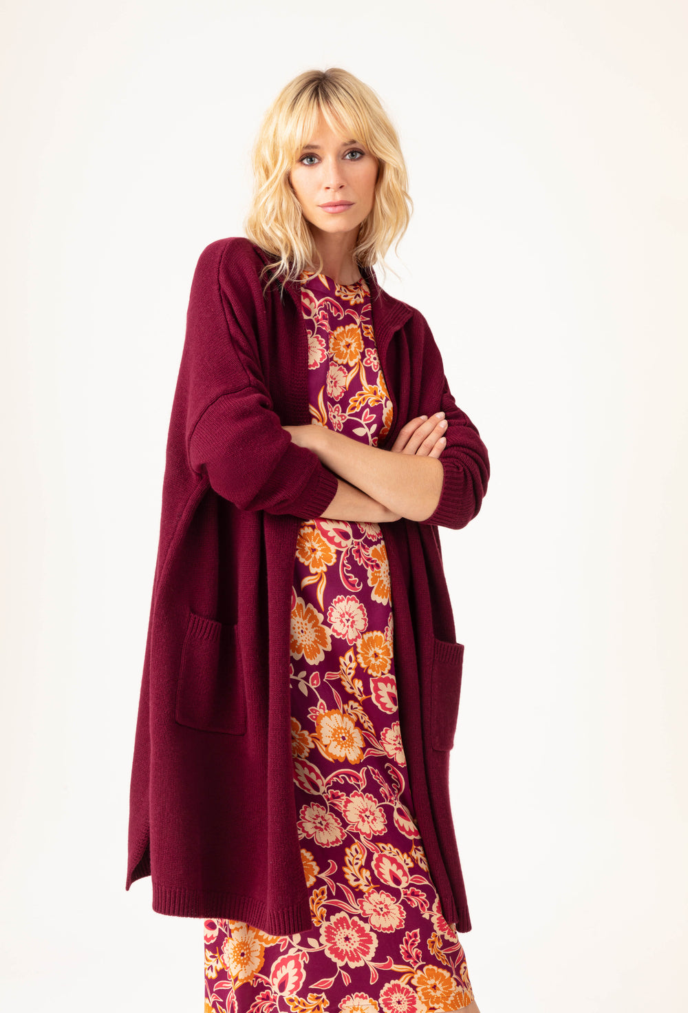 Gilet Amira en laine prune 1