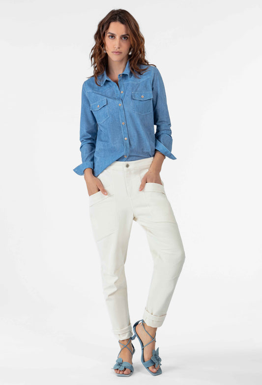 Pantalon Noam en coton vanille 6