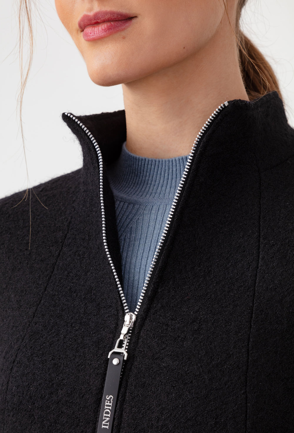 Manteau June en laine bouillie noire 2